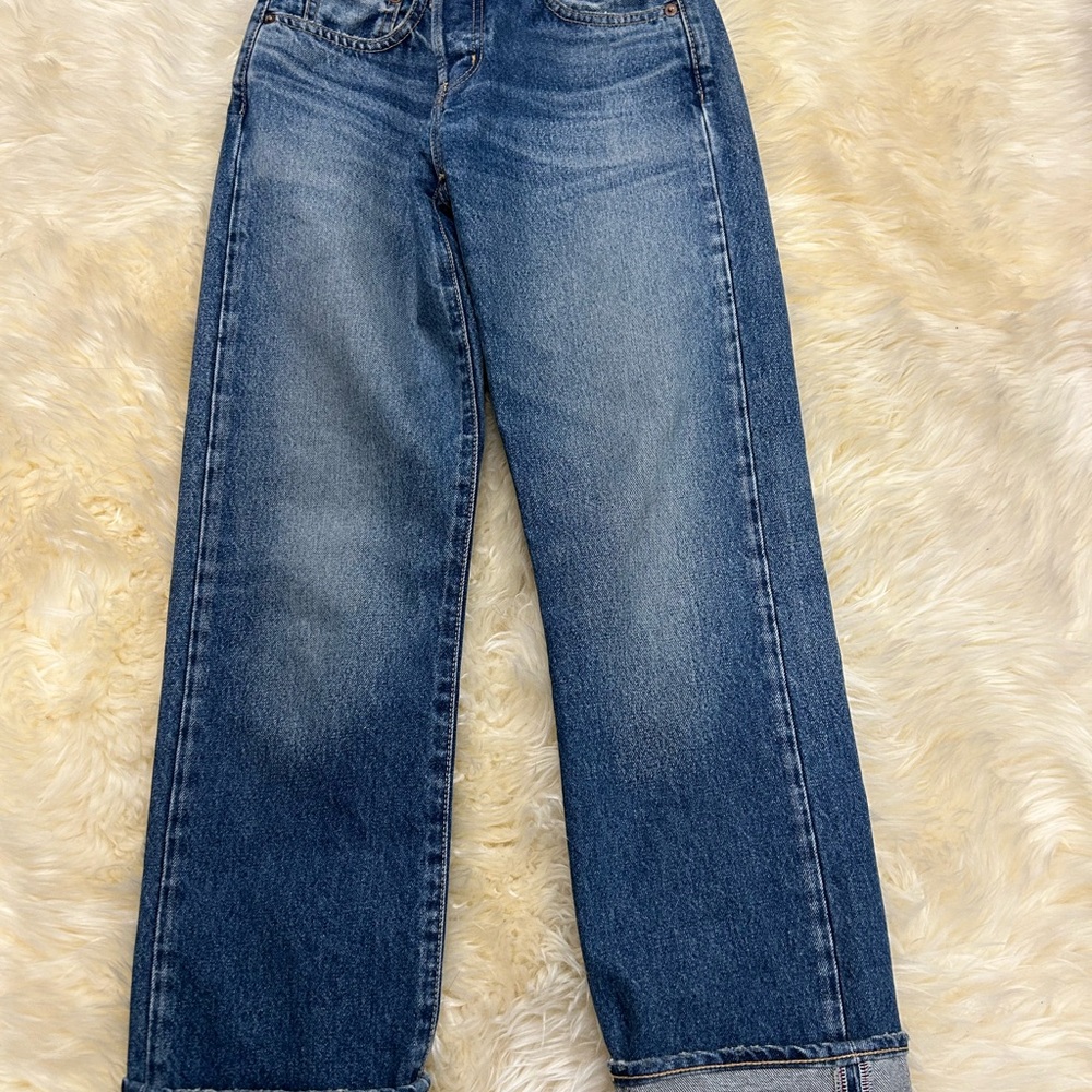 Moussy Cuffed Straight Denim Jeans